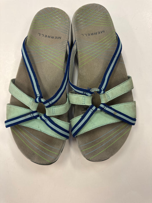 Sandals Flats By Merrell In Blue Green, Size: 7