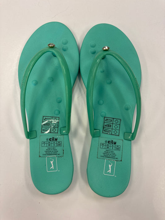 Sandals Flip Flops By Clothes Mentor In Green, Size: 7