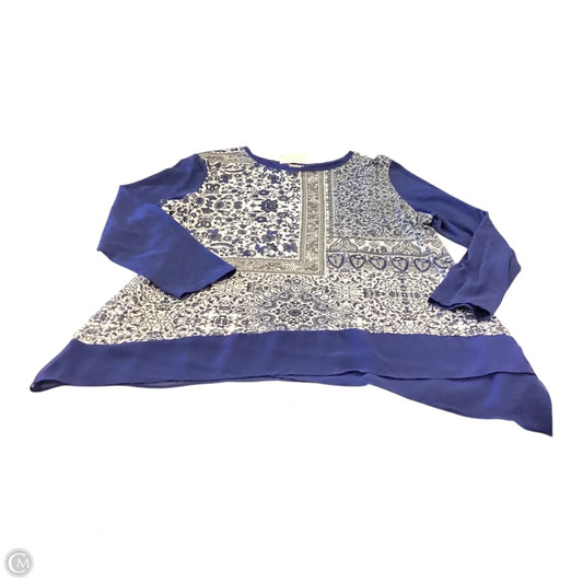 Top Long Sleeve By Chicos In Blue & Grey, Size: Xl