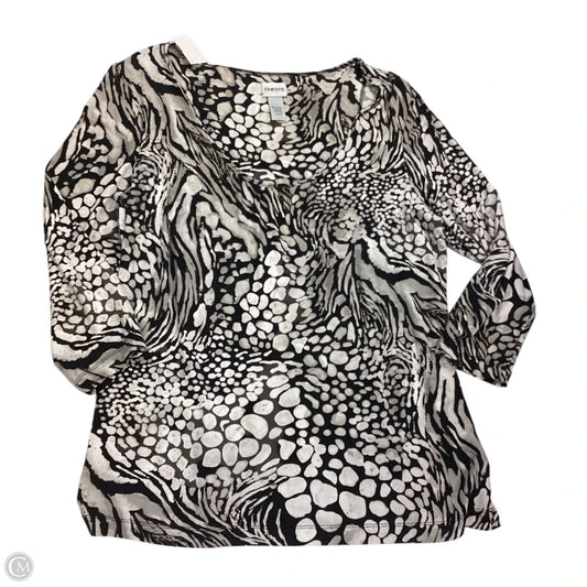 Top 3/4 Sleeve By Chicos In Brown & Cream, Size: 2