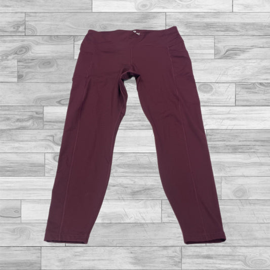 Athletic Leggings By 90 Degrees By Reflex In Maroon, Size: 1x