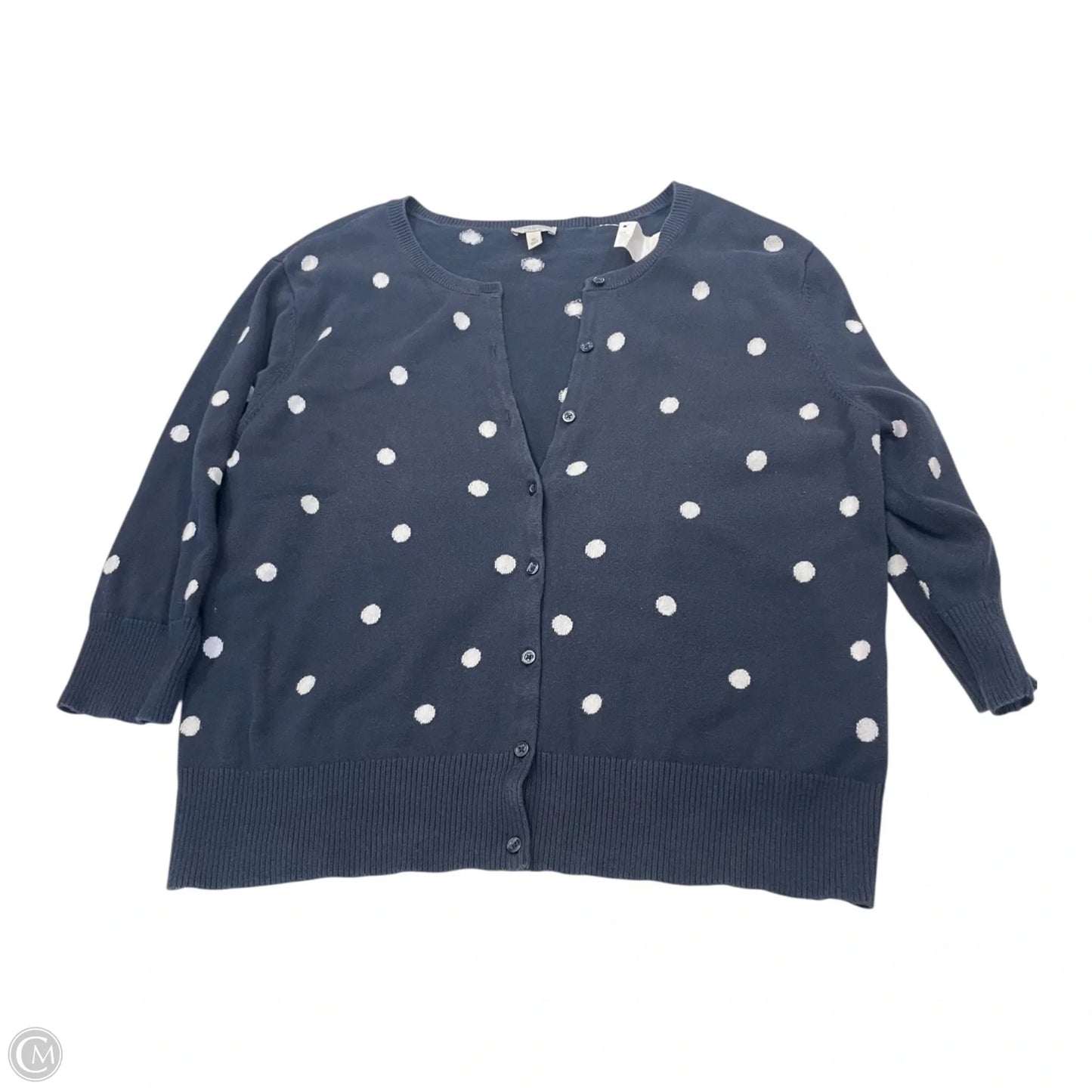 Sweater Cardigan By Talbots In Blue & White, Size: Xl