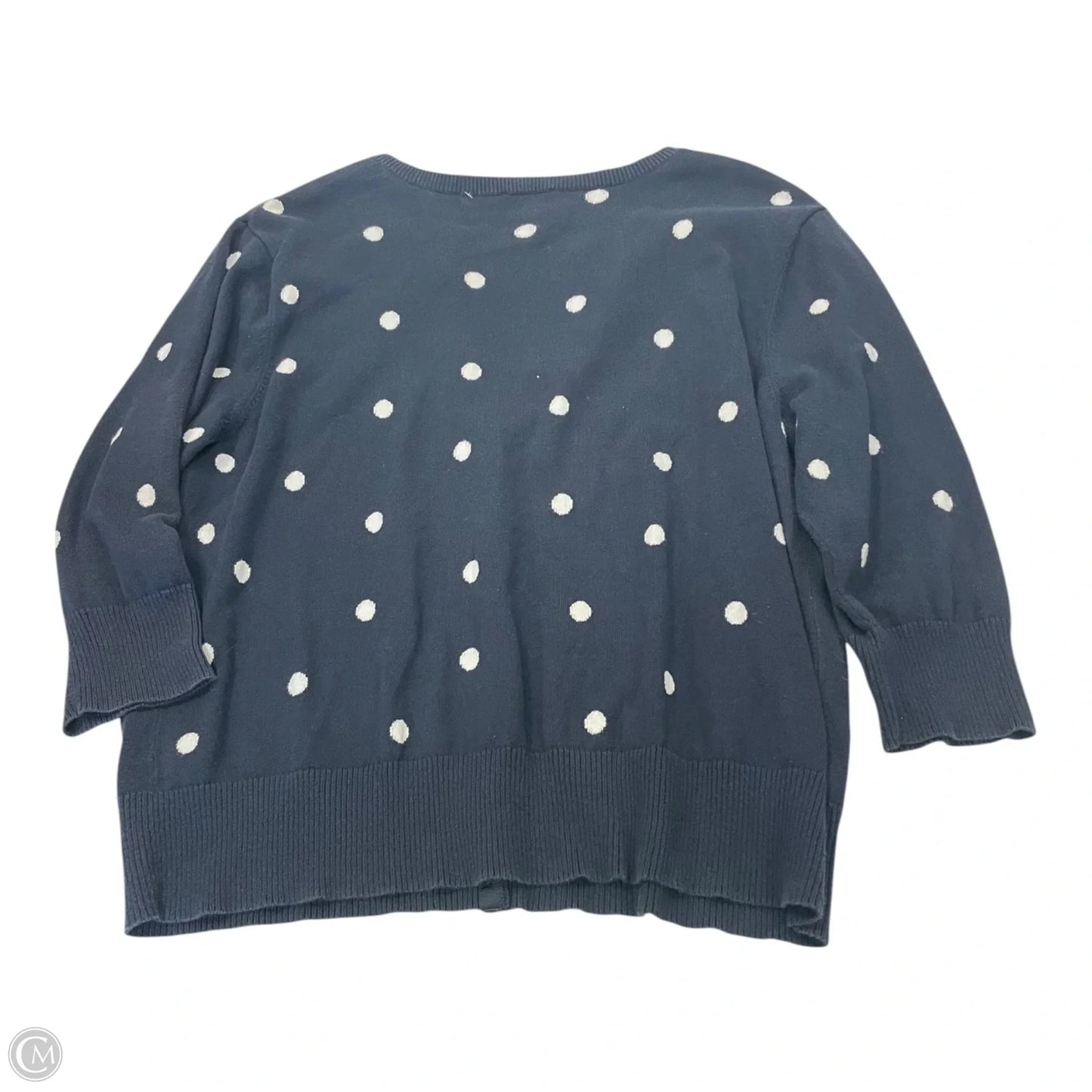 Sweater Cardigan By Talbots In Blue & White, Size: Xl