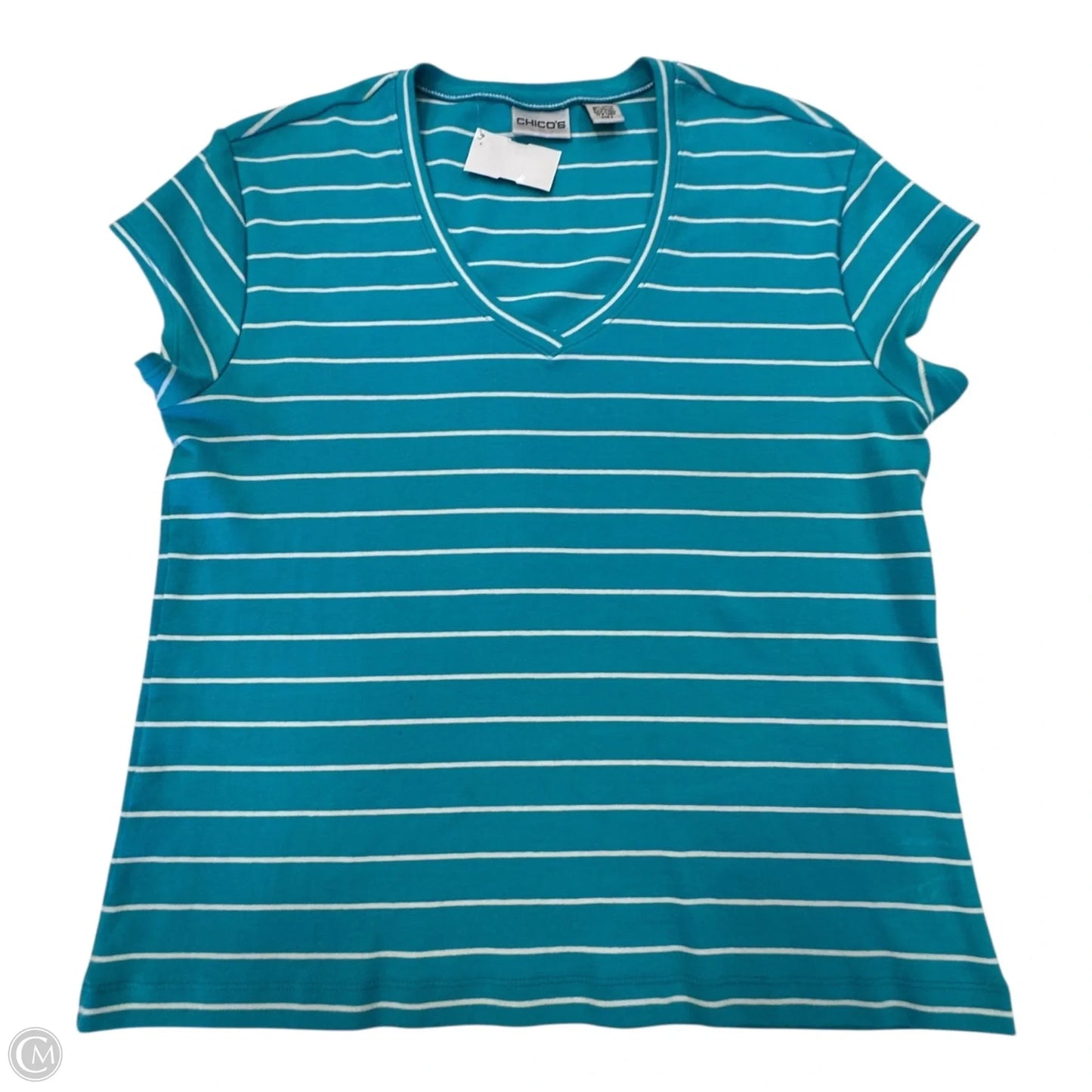 Top Short Sleeve Basic By Chicos In Striped Pattern, Size: 2