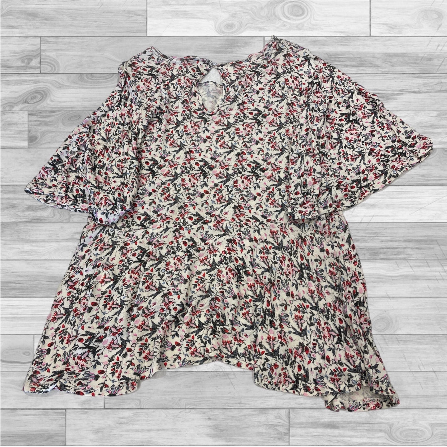 Top Short Sleeve By Lucky Brand In Floral Print, Size: M