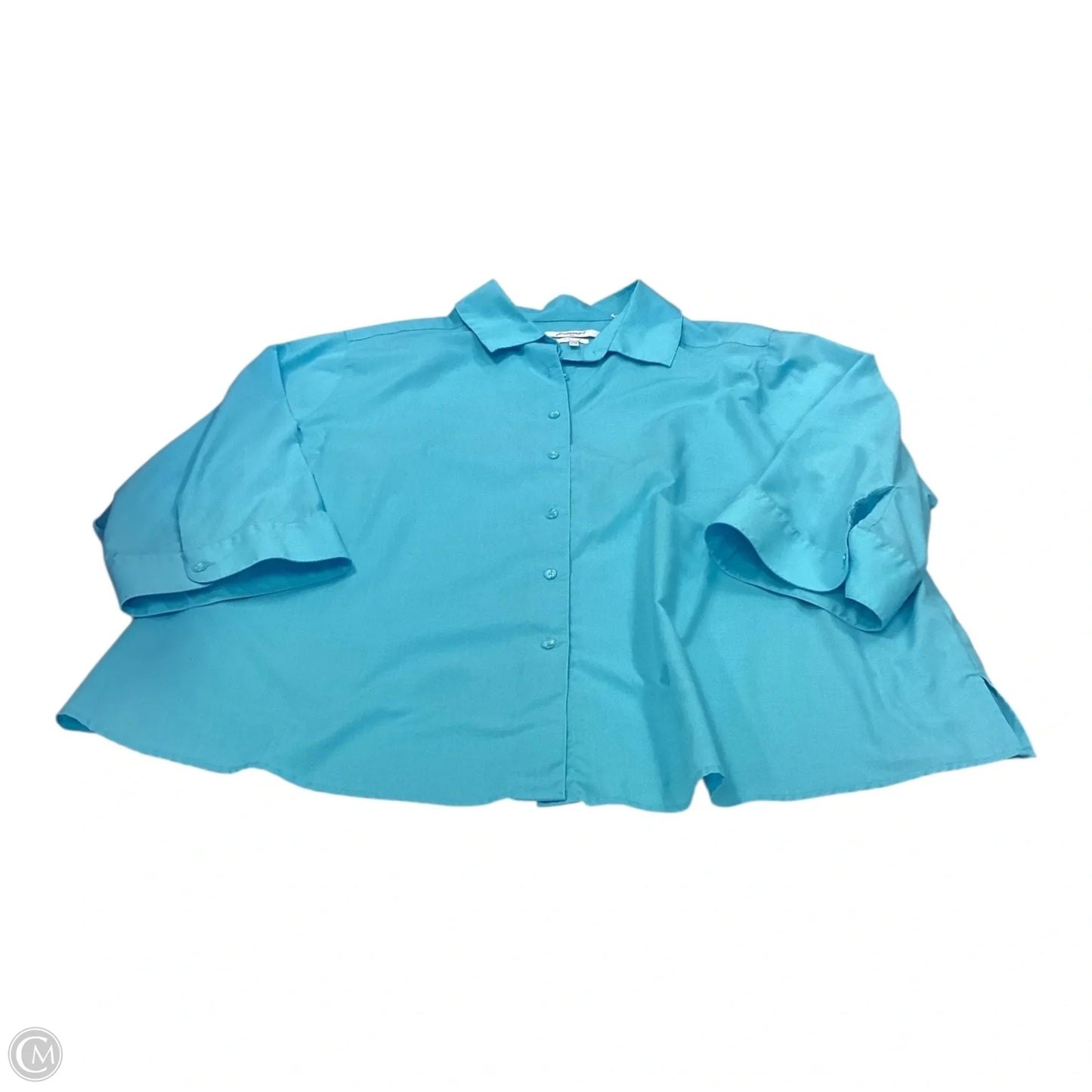 Top 3/4 Sleeve By Foxcroft In Blue, Size: 3x