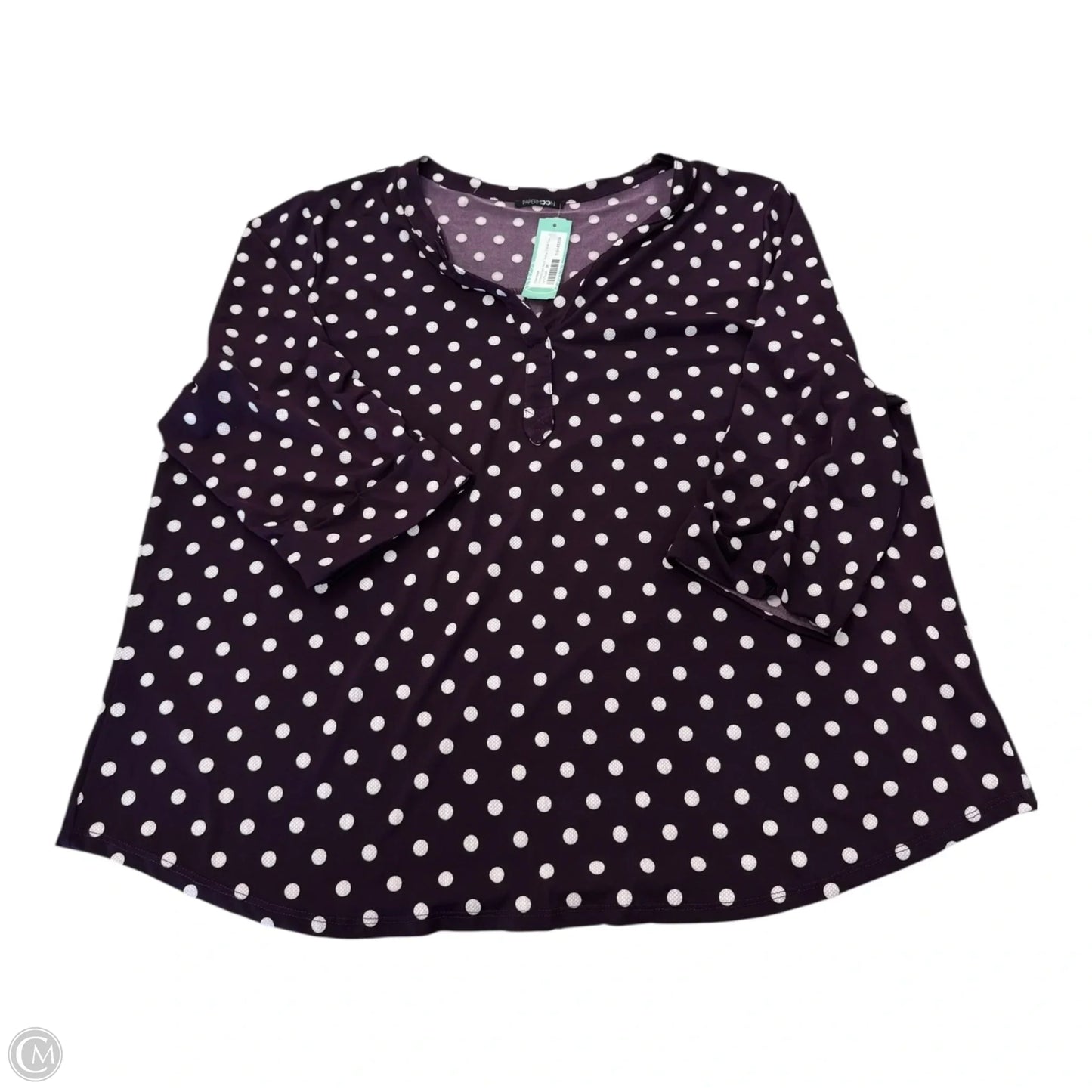 Top Long Sleeve By Papermoon In Polkadot Pattern, Size: 3x
