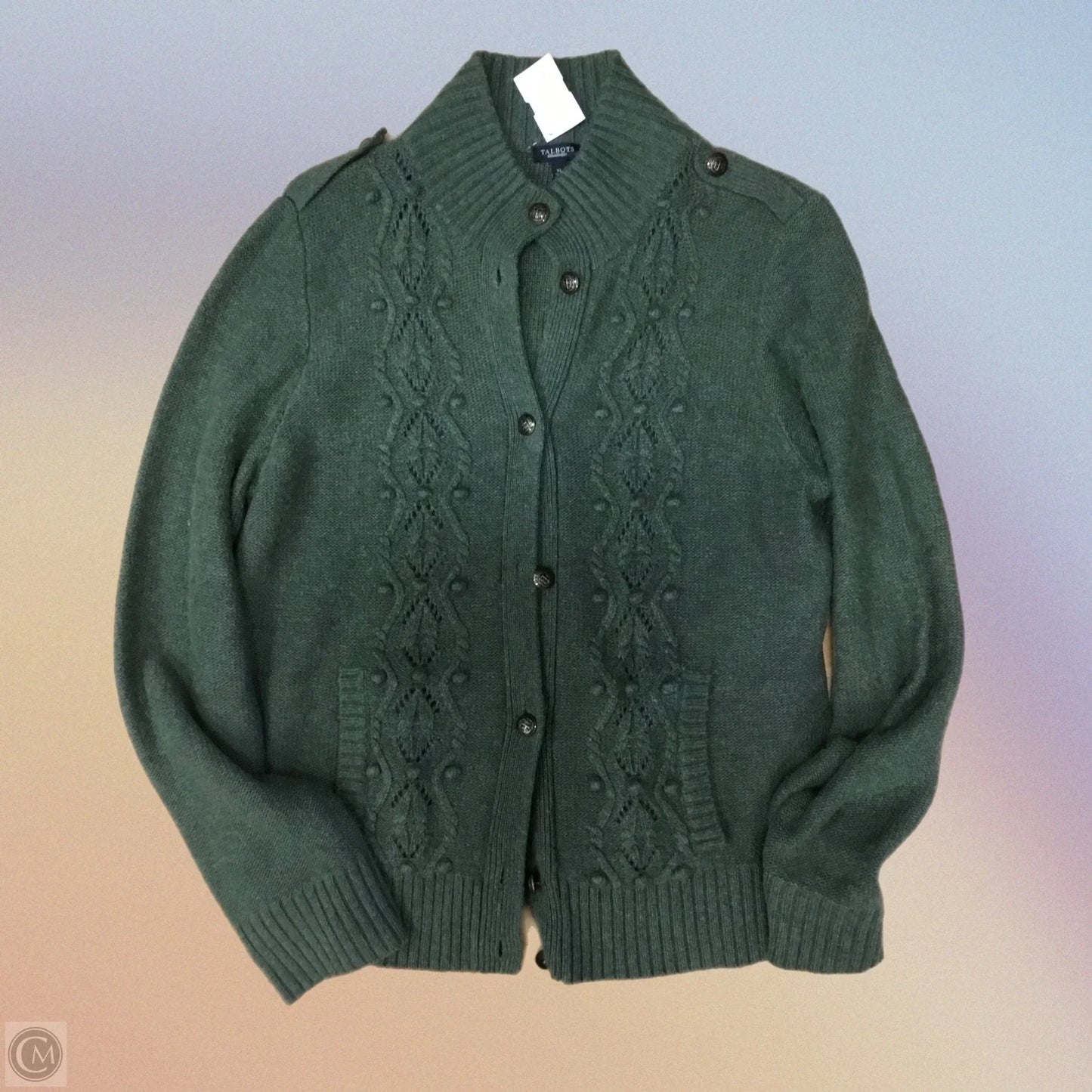 Sweater Cardigan By Talbots In Green, Size: Xl