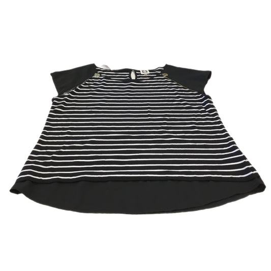 Top Short Sleeve By Anne Klein In Black White, Size: L