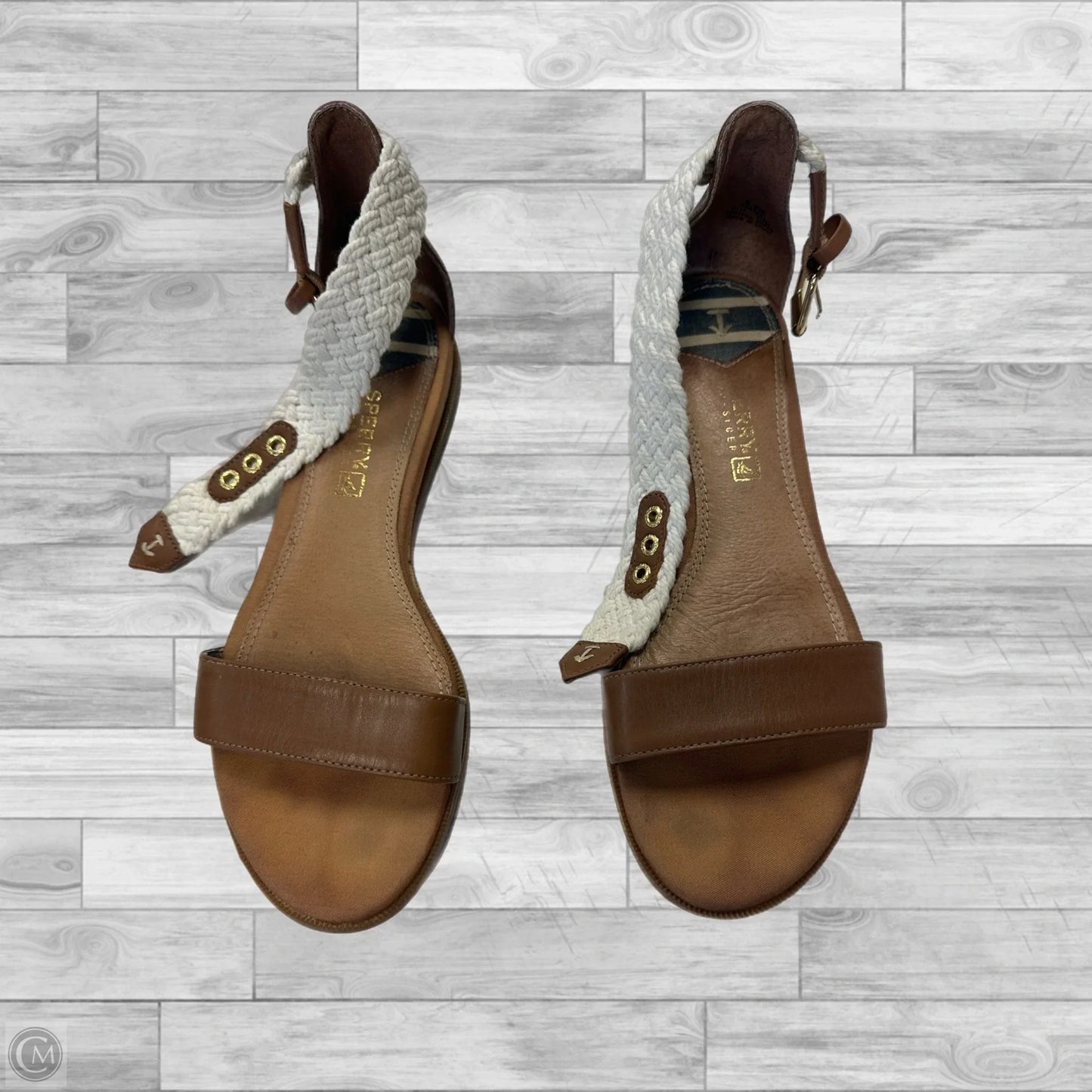 Sandals Flats By Sperry In Brown & Cream, Size: 6.5