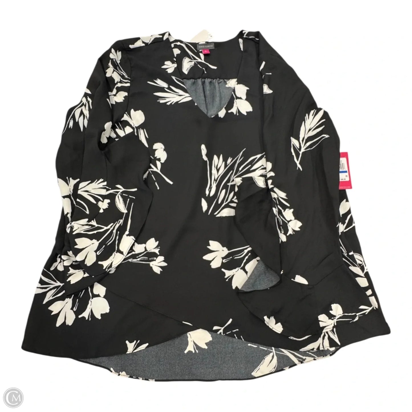 Top Long Sleeve By Vince Camuto In Black & White, Size: Xl