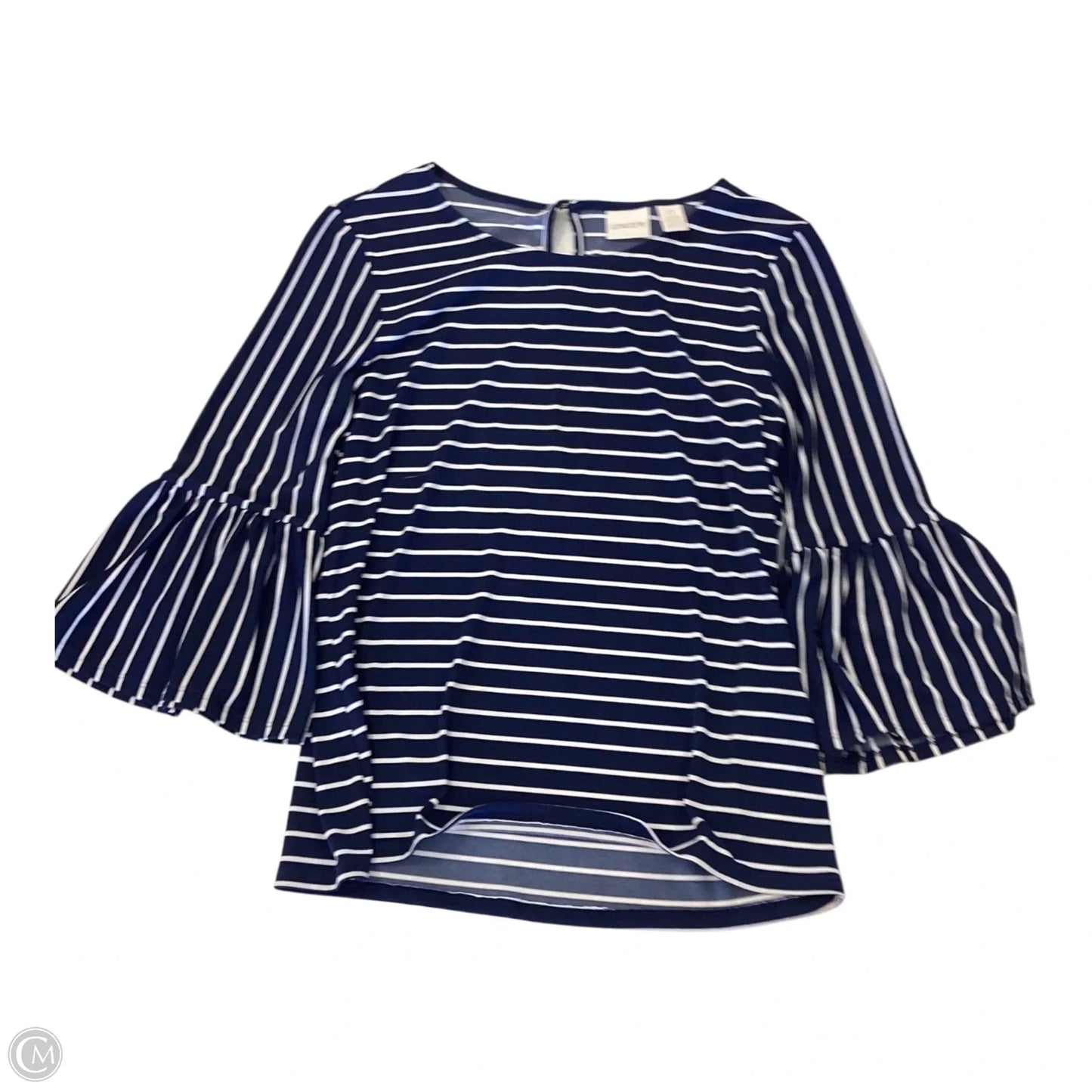 Top 3/4 Sleeve By Chicos In Striped Pattern, Size: S