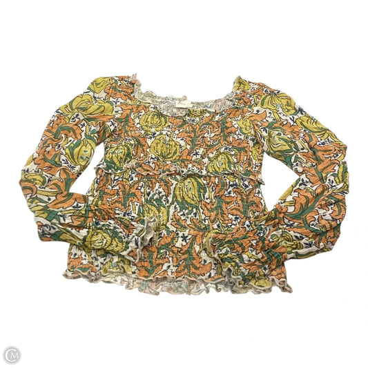 Top Long Sleeve By Anthropologie In Floral Print, Size: M