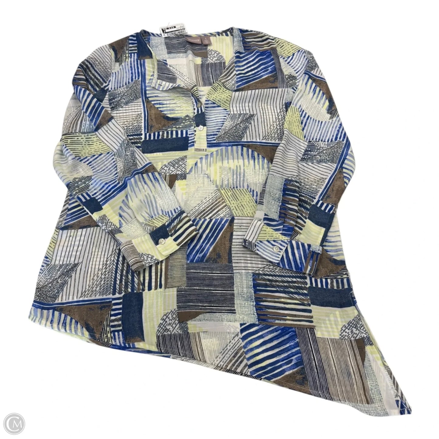 Top Long Sleeve By Chicos In Blue & Green, Size: M