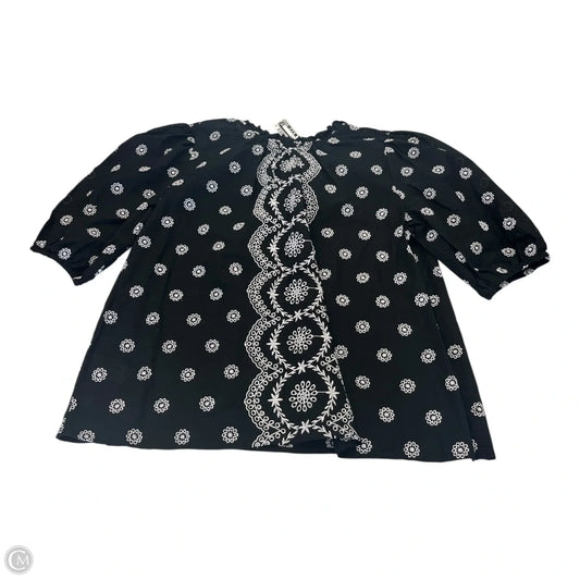 Top 3/4 Sleeve By Loft In Black & White, Size: Xs