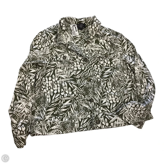 Jacket Other By Tahari By Arthur Levine In Green & White, Size: L
