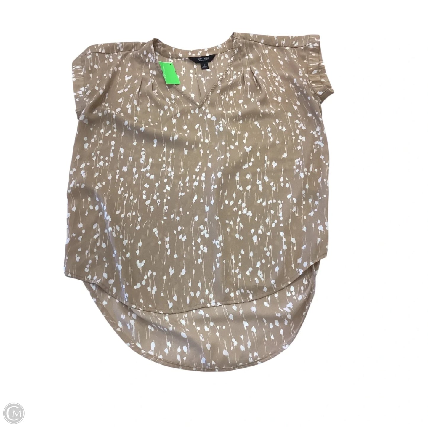 Top Short Sleeve By Simply Vera In Tan & White, Size: S