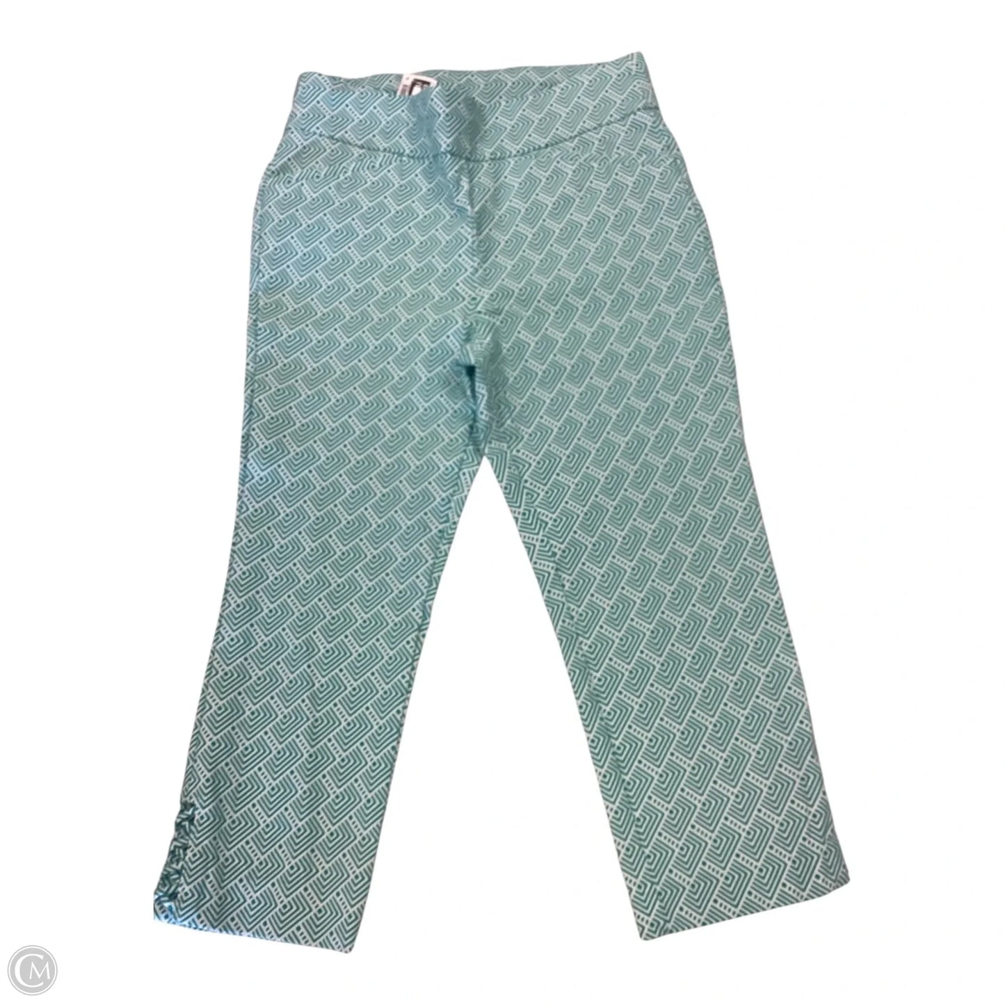 Pants Cropped By Chicos In Green & White, Size: S