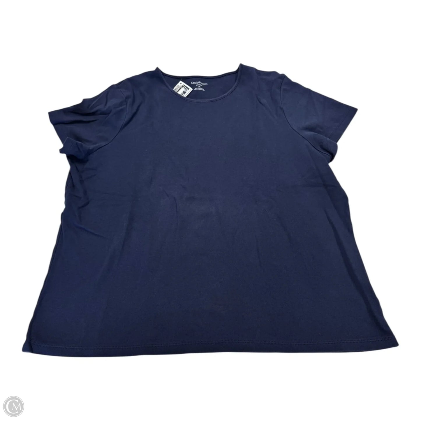 Top Short Sleeve Basic By Croft And Barrow In Navy, Size: 1x