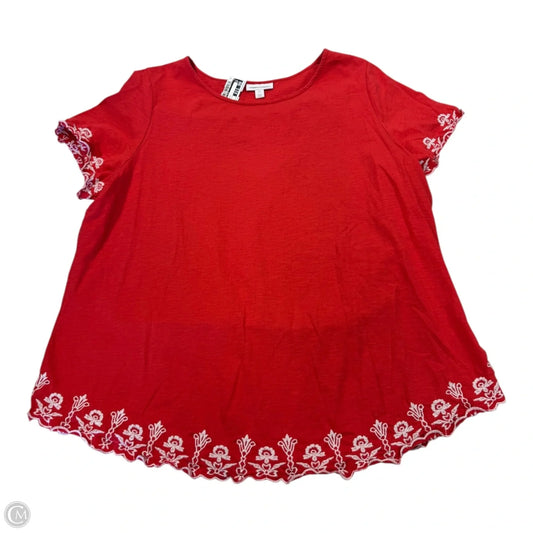 Top Short Sleeve By Charter Club In Red & White, Size: 2x
