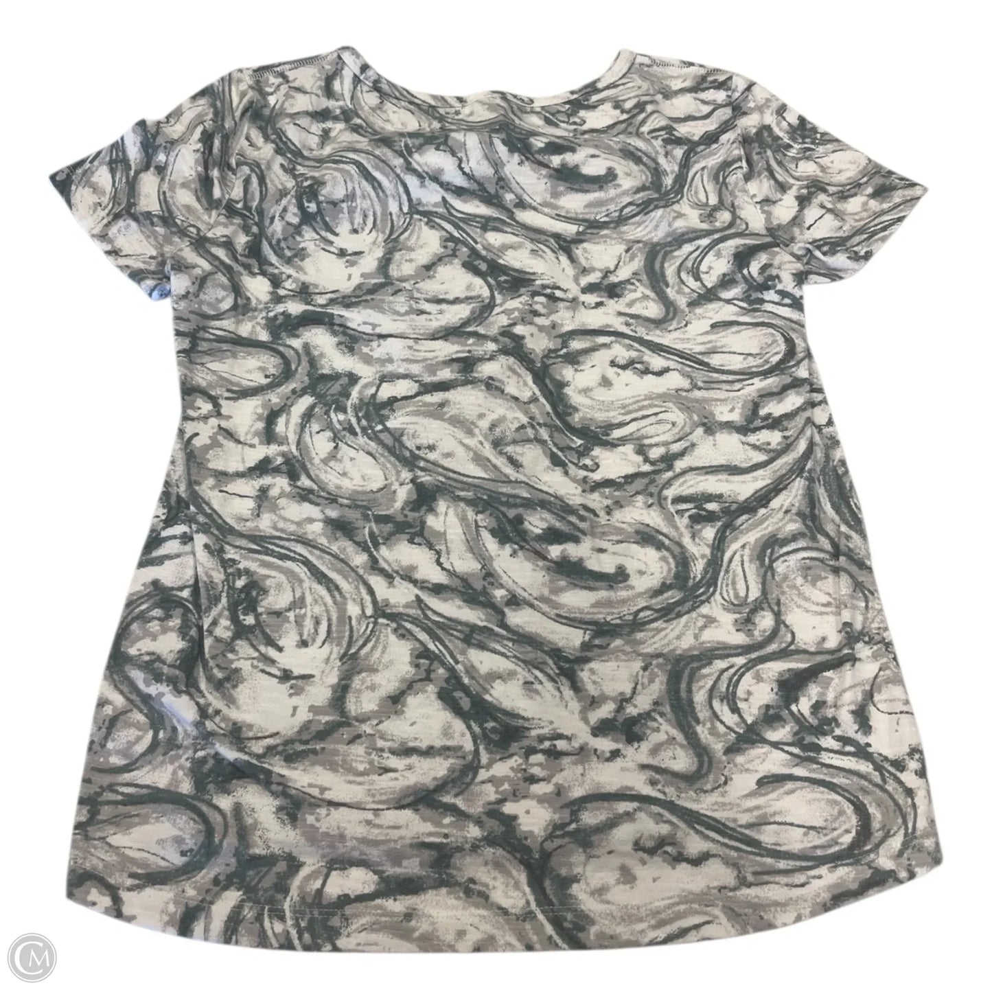 Top Short Sleeve Basic By Talbots In Green & Grey, Size: M