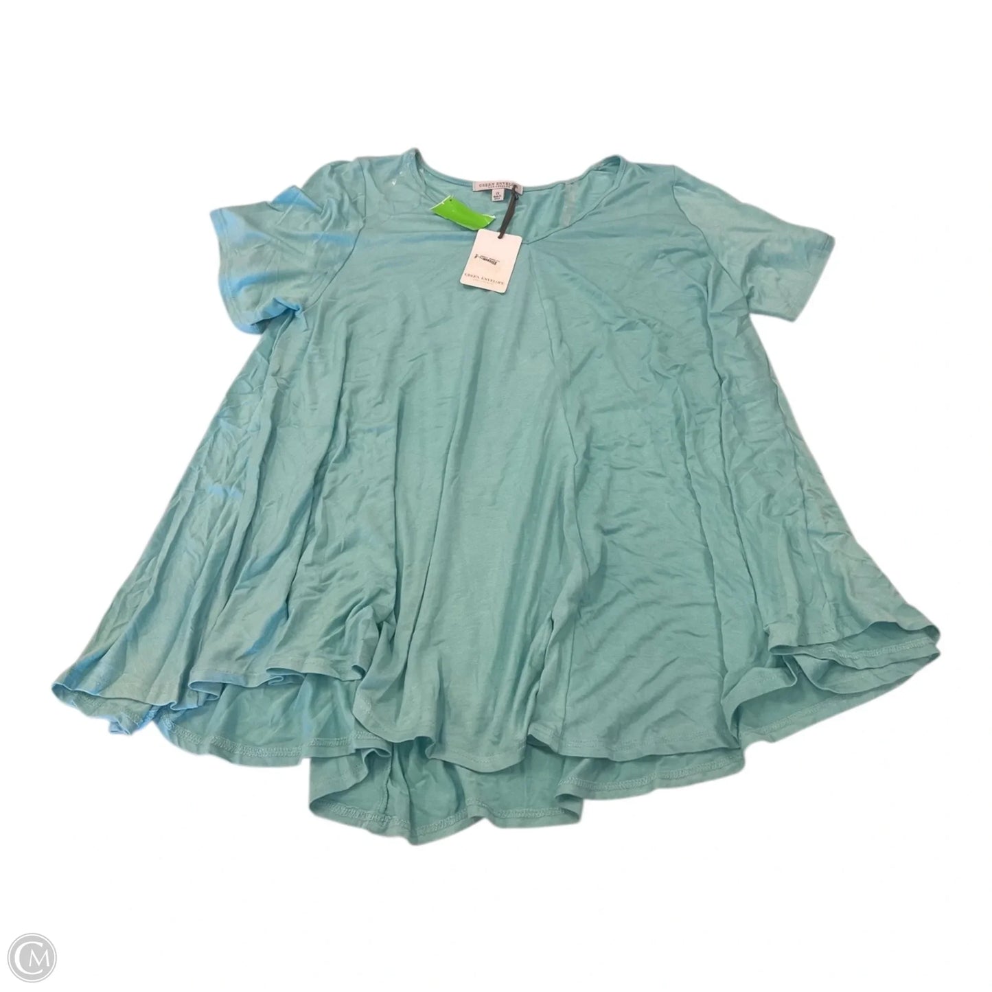 Top Short Sleeve By Green Envelope In Aqua, Size: 1x