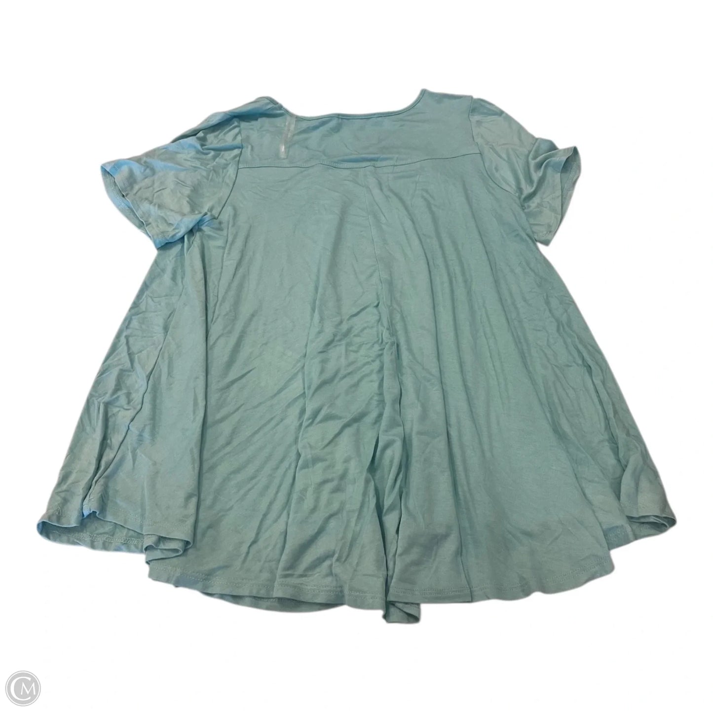 Top Short Sleeve By Green Envelope In Aqua, Size: 1x