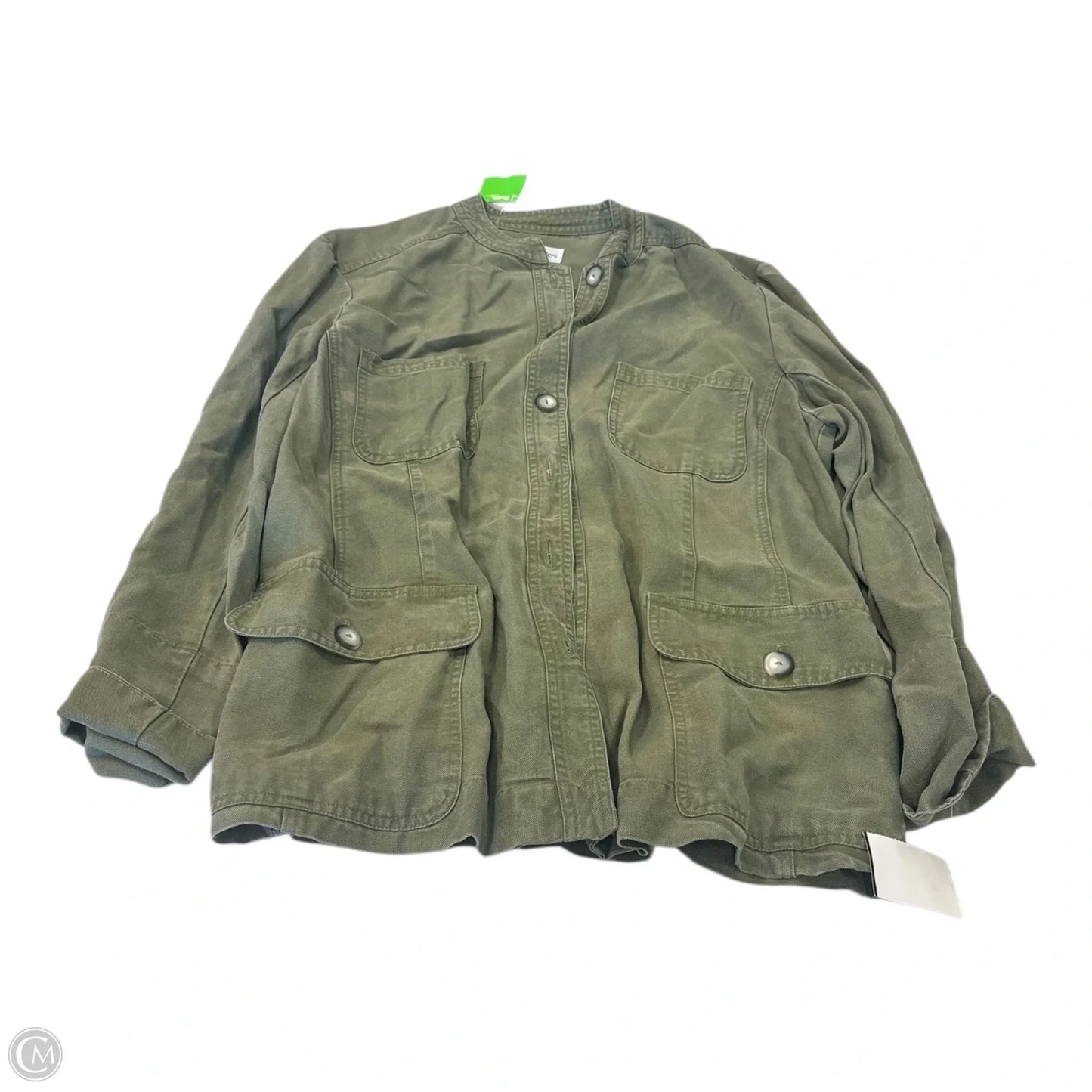 Jacket Shirt By Bloomingdales In Green, Size: 18