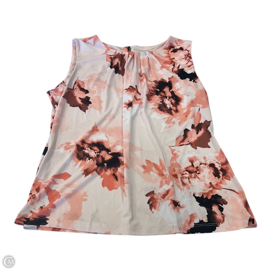 Top Sleeveless By Calvin Klein In Floral Print, Size: L