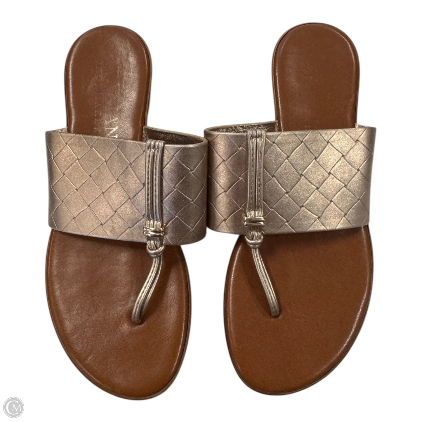 Sandals Flats By Italian Shoemakers In Brown & Gold, Size: 6.5