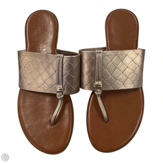 Sandals Flats By Italian Shoemakers In Brown & Gold, Size: 6.5