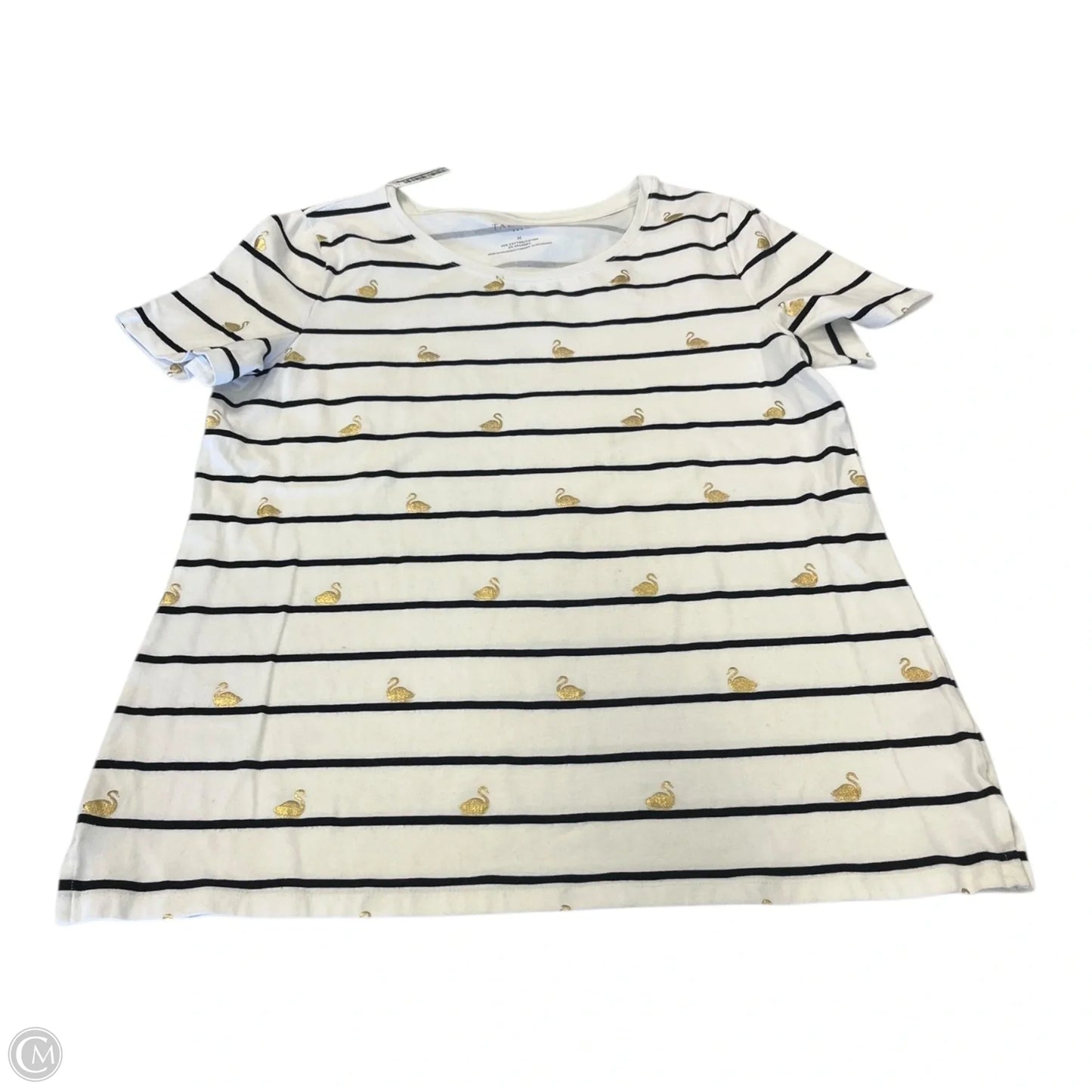 Top Short Sleeve By Talbots In Striped Pattern, Size: M