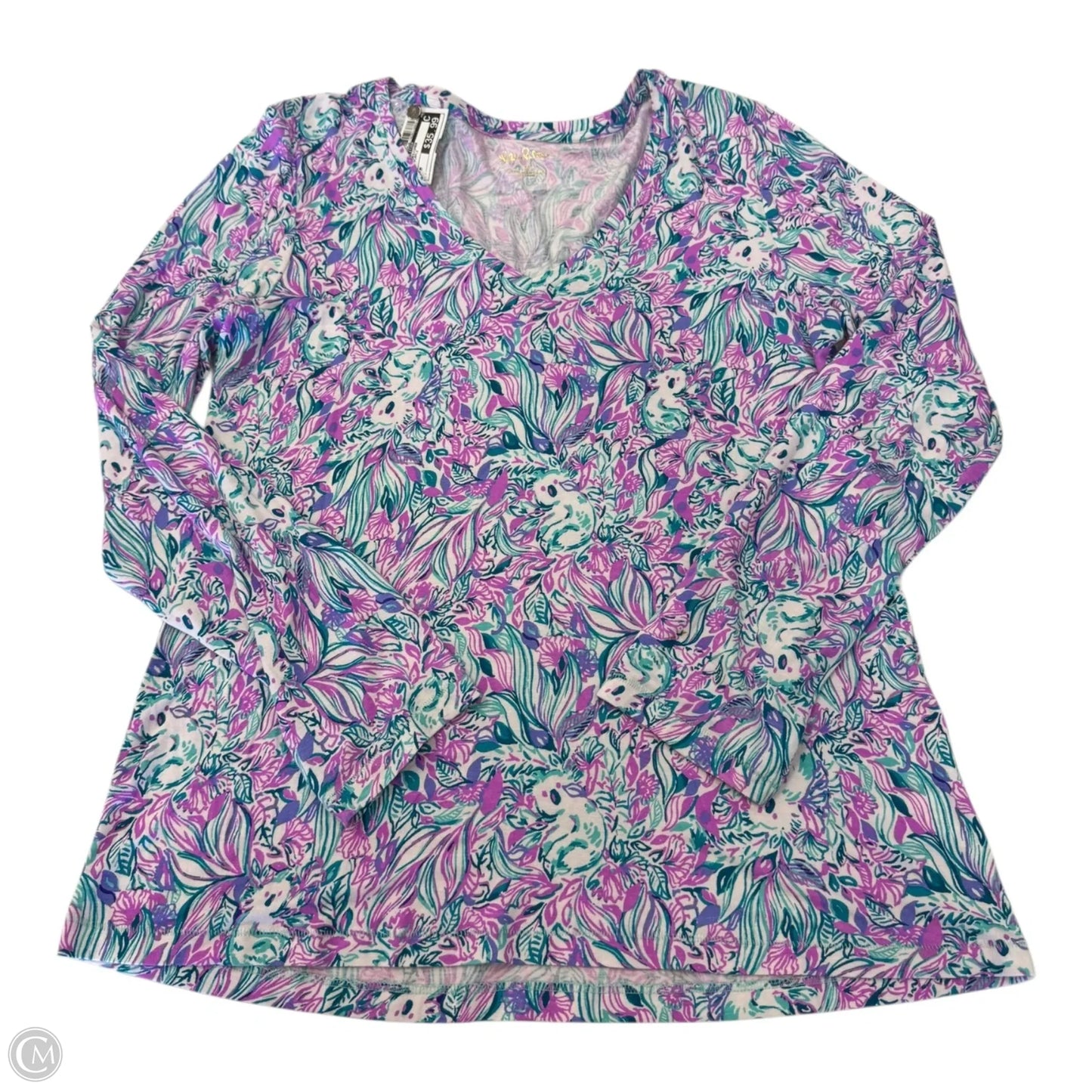 Top Long Sleeve Designer By Lilly Pulitzer In Blue & Purple, Size: M