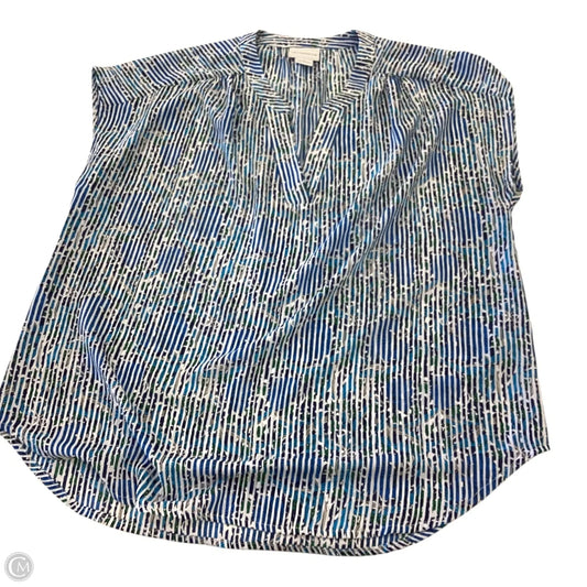 Blouse Short Sleeve By Liz Claiborne In Blue, Size: L