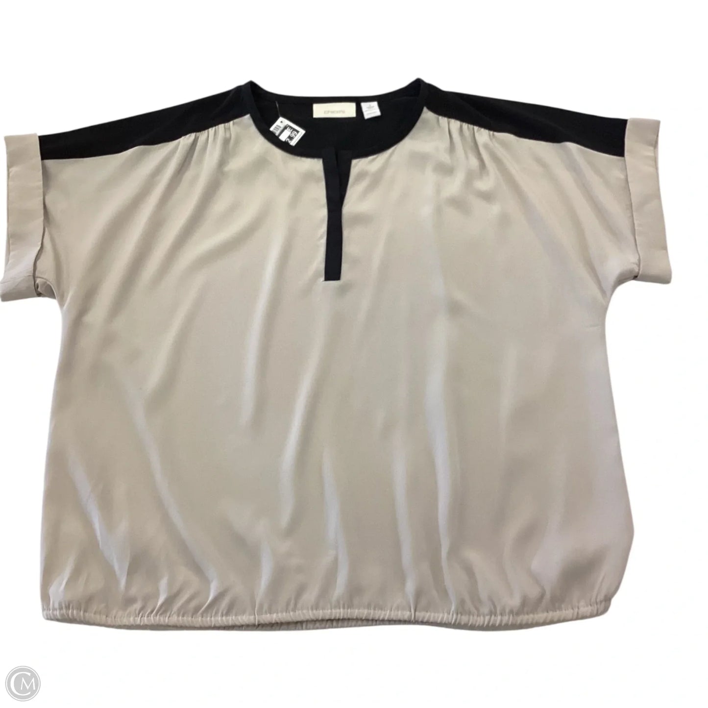 Top Short Sleeve By Chicos In Black & Brown, Size: M