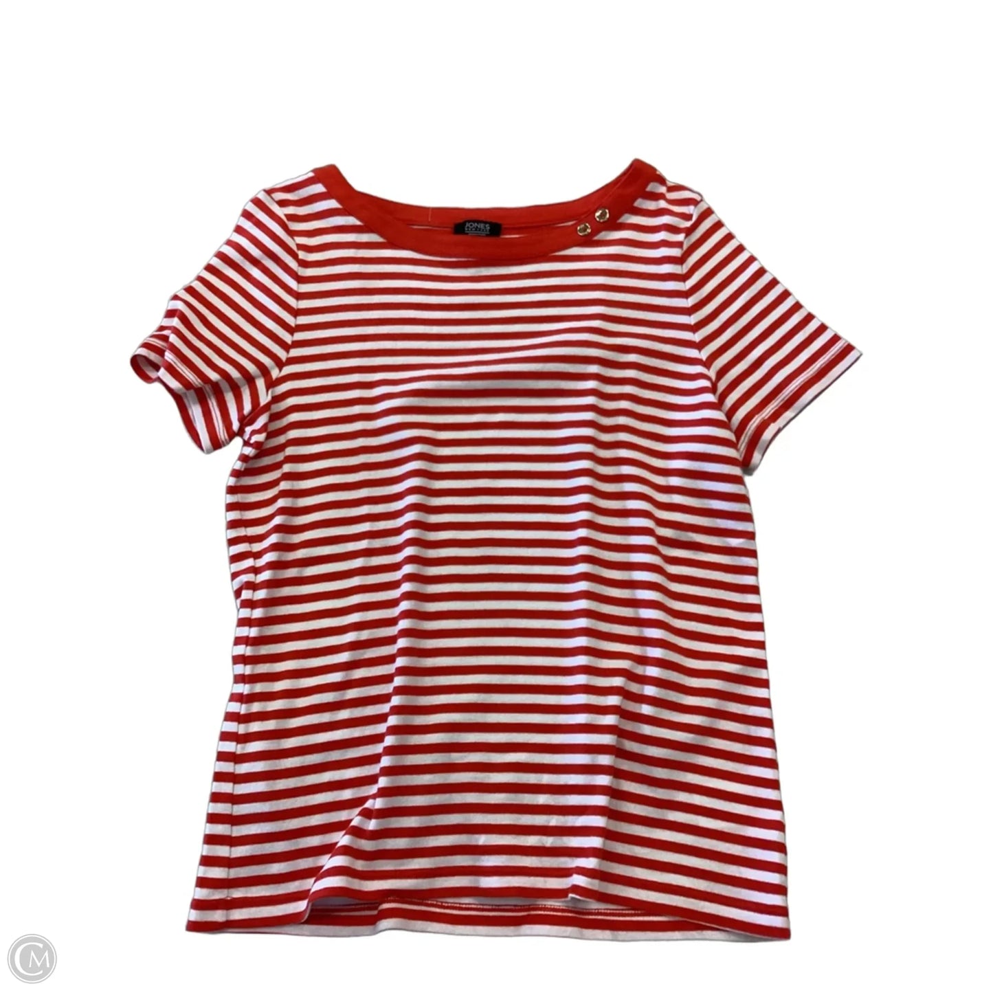Top Short Sleeve By Jones New York In Striped Pattern, Size: L