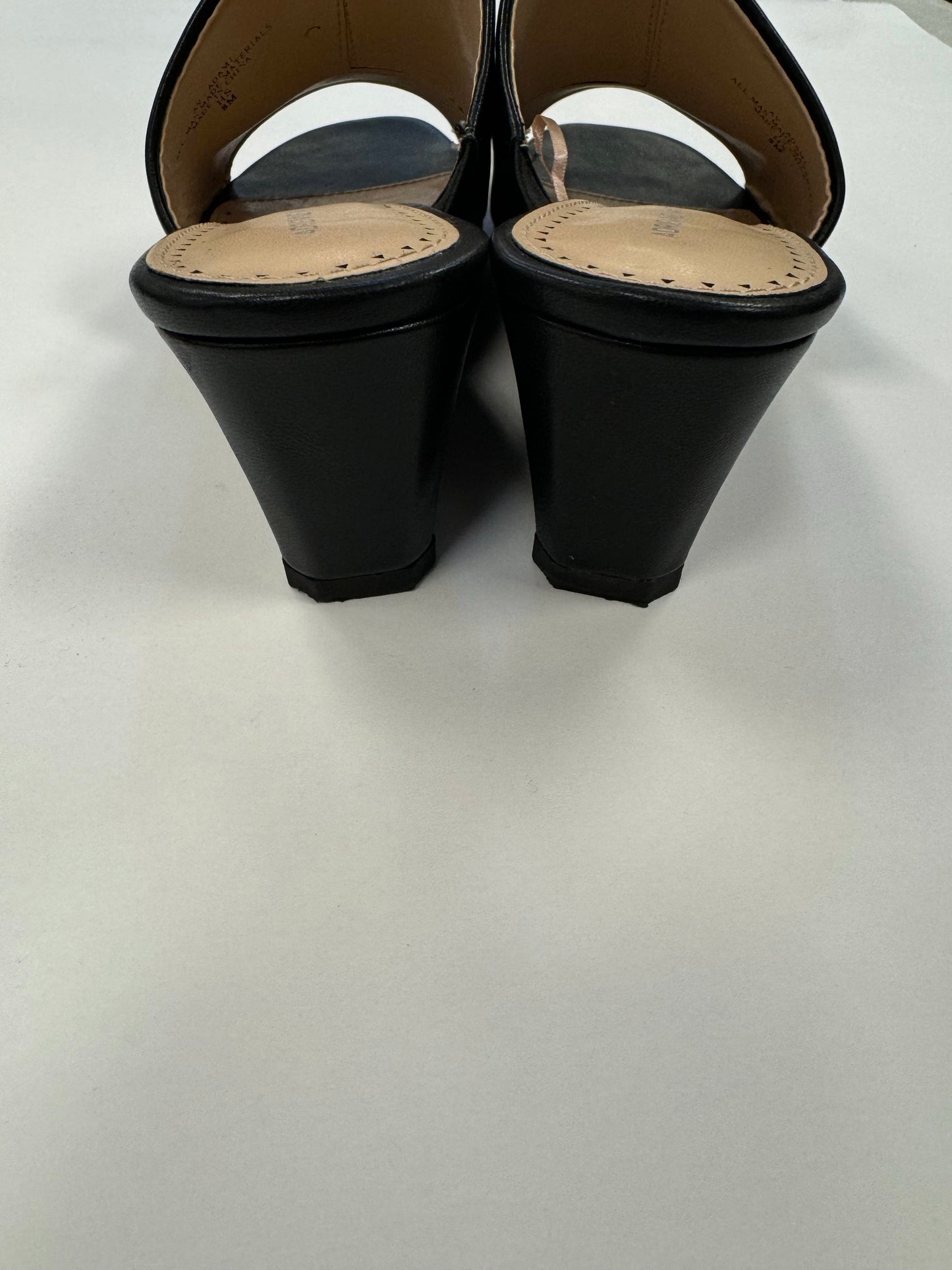 Black Sandals Heels Wedge Adrienne Vittadini, Size 8