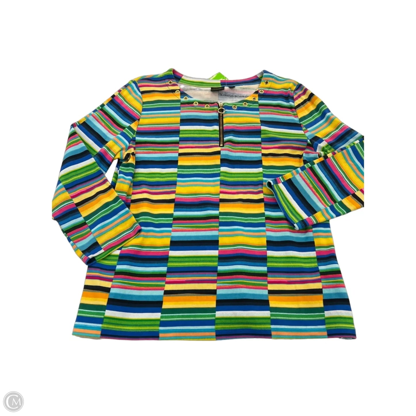 Top Long Sleeve By Rafaella In Striped Pattern, Size: L