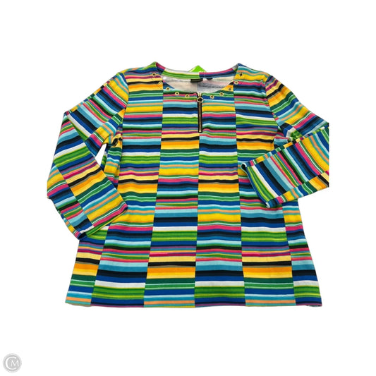 Top Long Sleeve By Rafaella In Striped Pattern, Size: L