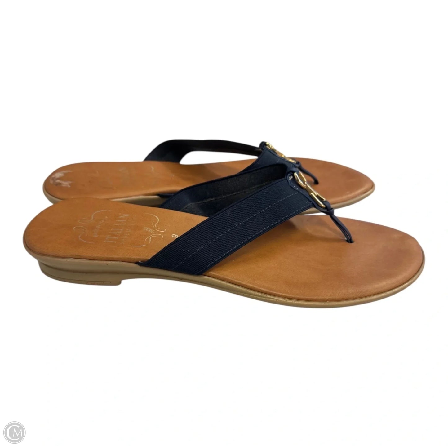 Sandals Flats By Italian Shoemakers In Blue & Brown, Size: 9