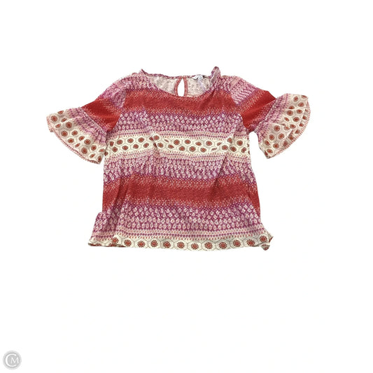 Top Short Sleeve By Lucky & Blessed In Orange & Pink, Size: S