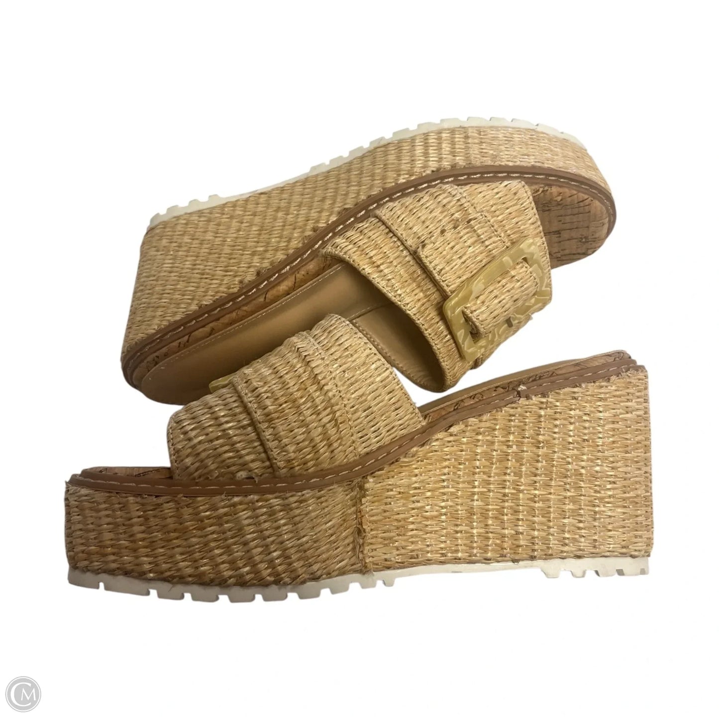 Sandals Heels Platform By Clothes Mentor In Tan, Size: 7