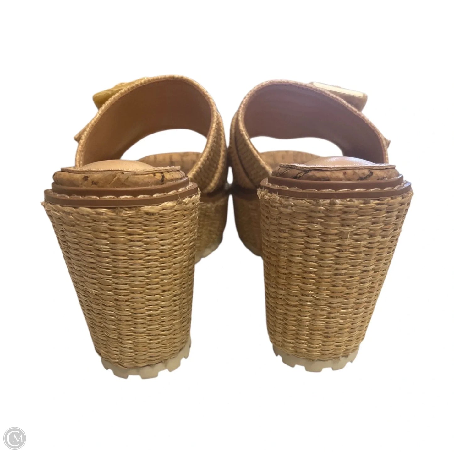 Sandals Heels Platform By Clothes Mentor In Tan, Size: 7