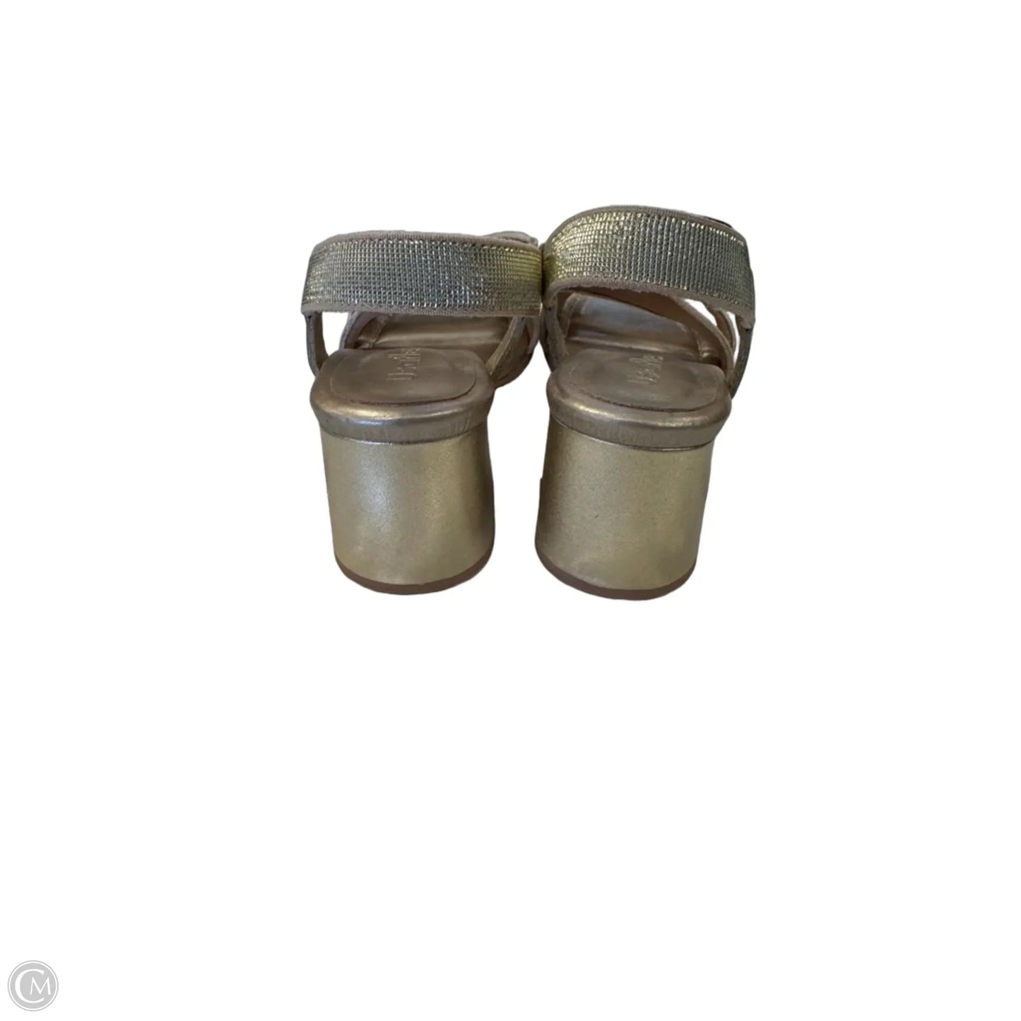 Sandals Heels Block By Clothes Mentor In Gold, Size: 5