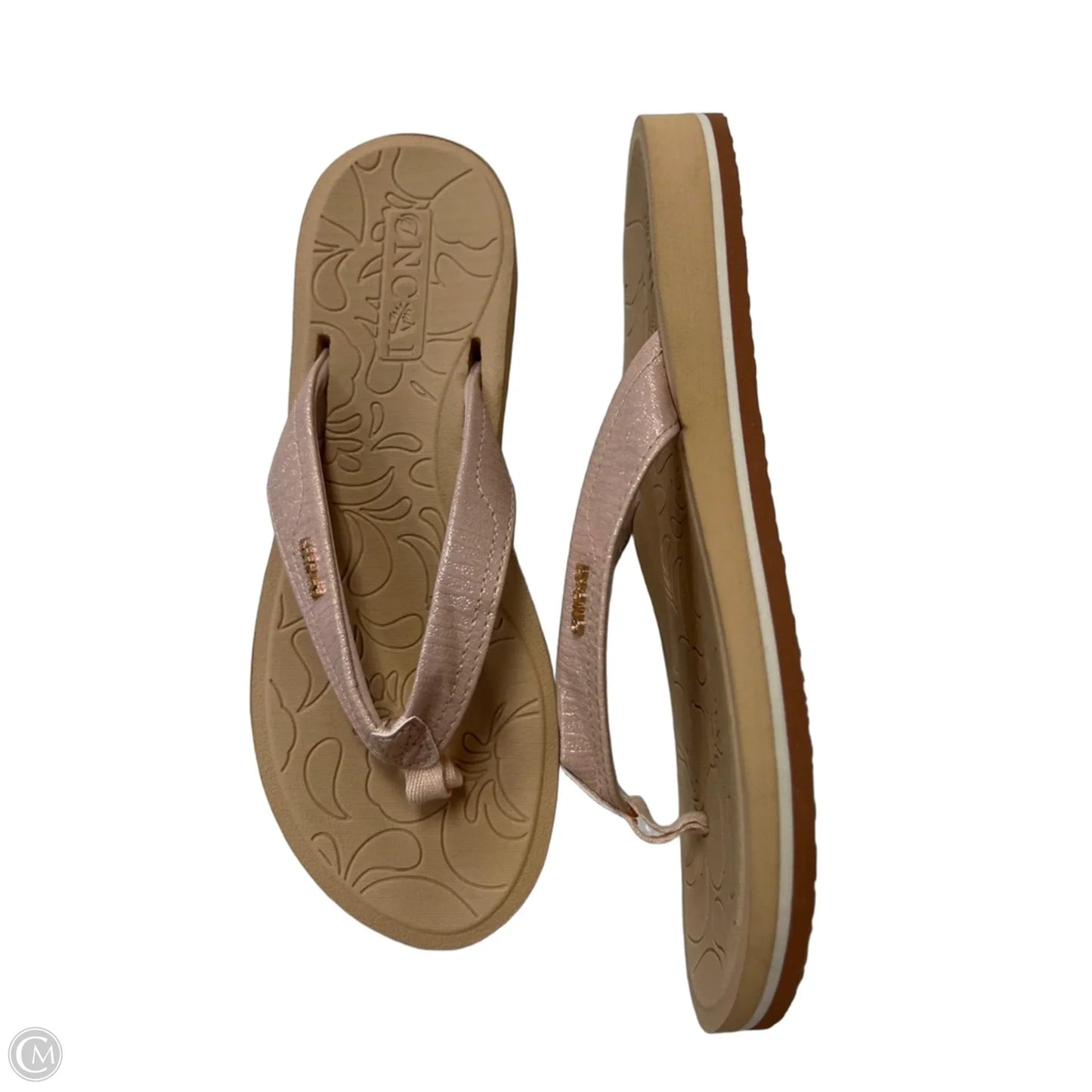 Sandals Flip Flops By Clothes Mentor In Pink & Tan, Size: 8.5