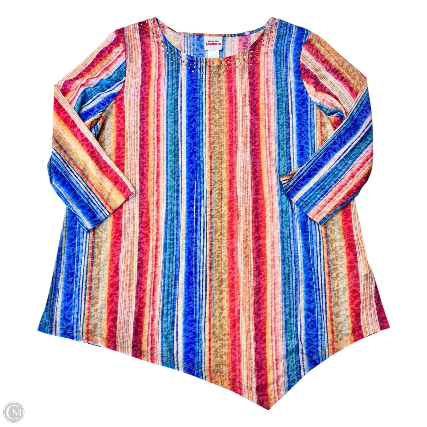 Top Long Sleeve By Ruby Rd In Striped Pattern, Size: L