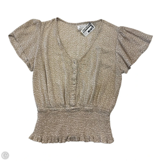 Top Short Sleeve By Japna In Tan & White, Size: Xs