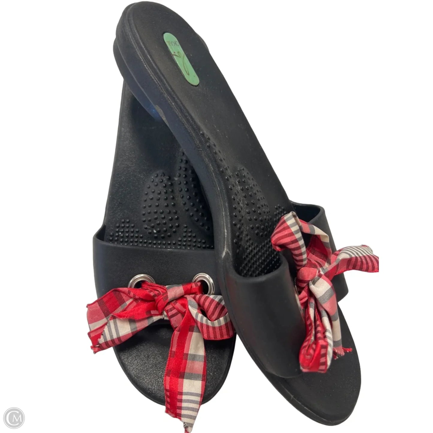 Sandals Flats By Clothes Mentor In Black & Red, Size: 9