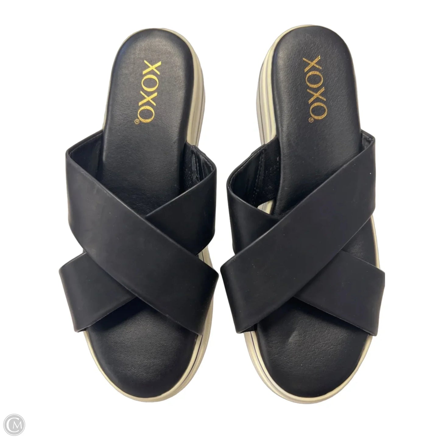 Sandals Flats By Xoxo In Black & White, Size: 9.5