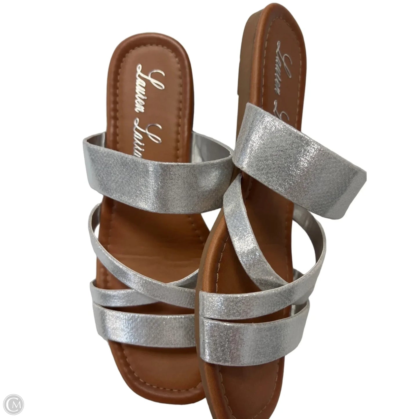 Sandals Flats By Clothes Mentor In Silver, Size: 7